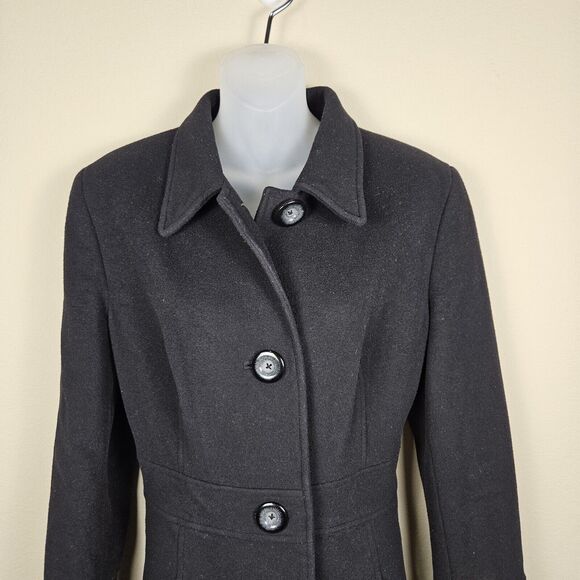 VTG Wool Cashmere Blend Overcoat Womens Black Winter Classic Dressy Coat Long 14 - Picture 4 of 16
